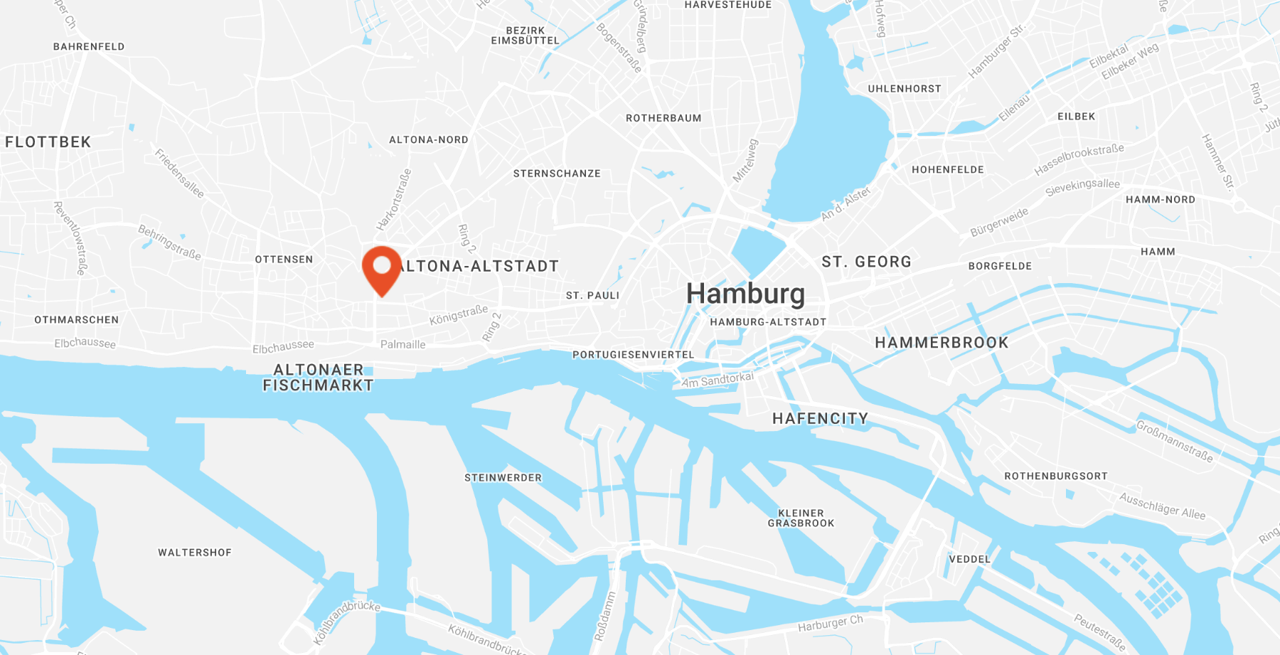 Ausschnitts-Karte von Hamburg mit Standortmarkierung der Stage School